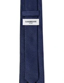 Cambridge Textured Stripe Silk Tie In Navy