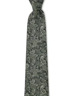 Cambridge Tonal Paisley Silk Tie In Olive