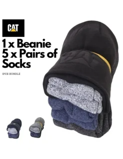 Caterpillar Beanie & Socks Bundle Pack 6 Piece in Multicolour