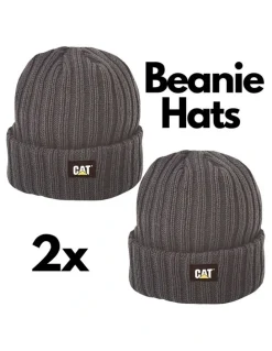 Caterpillar Rib Watch Cap Beanie Hat 2 Pack in Graphite