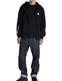 Champion Puff Zip Thru Hoodie in Black