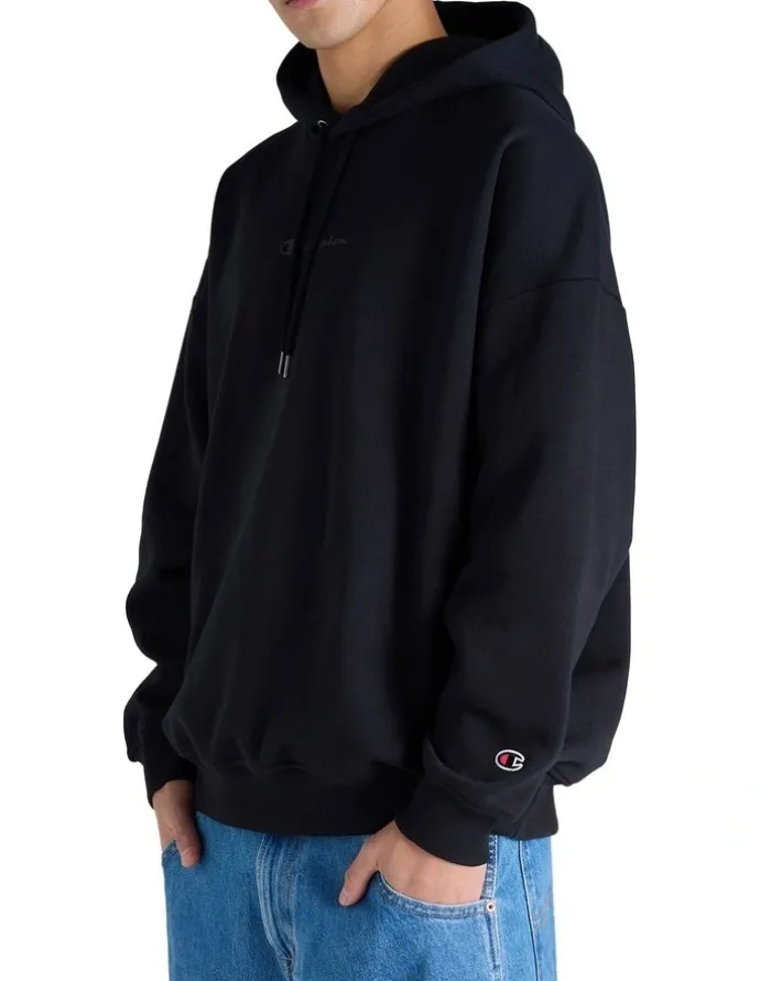 Champion Tonal Script Hoodie in Black