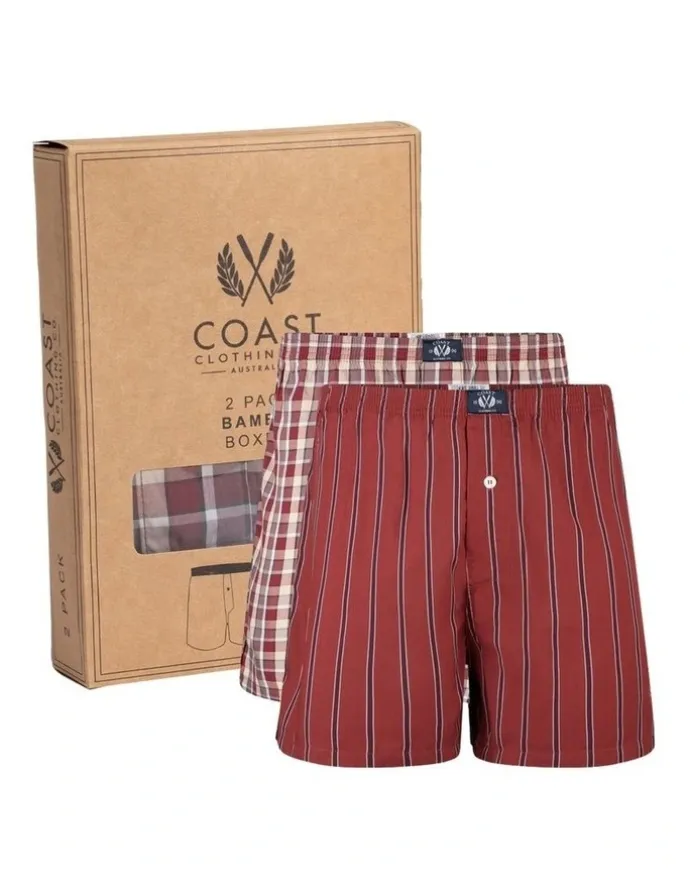 Coast Clothing Co Bamboo Boxers 2 Pack in Red