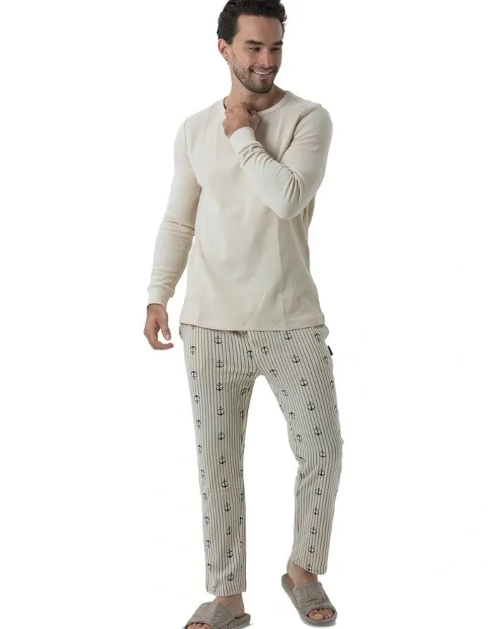 Coast Clothing Co Coast Anchors Pyjama Set in Beige