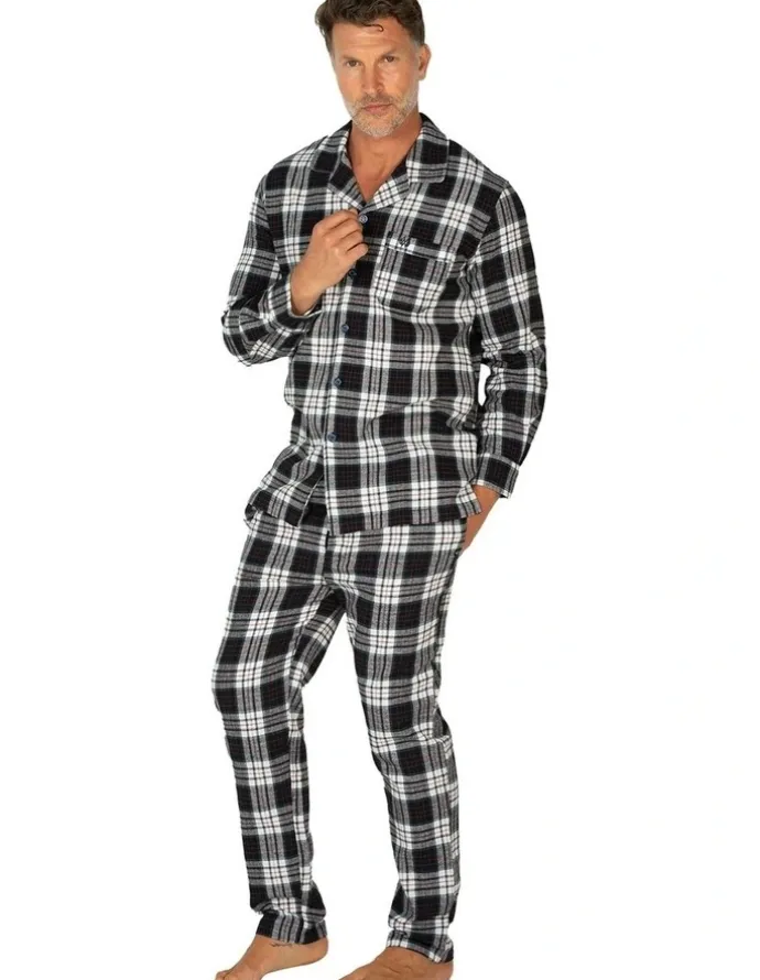 Coast Clothing Co Harbour Flannel PJ Set in Navy/Multi