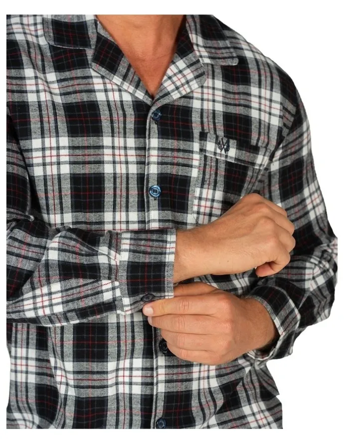 Coast Clothing Co Harbour Flannel PJ Set in Navy/Multi
