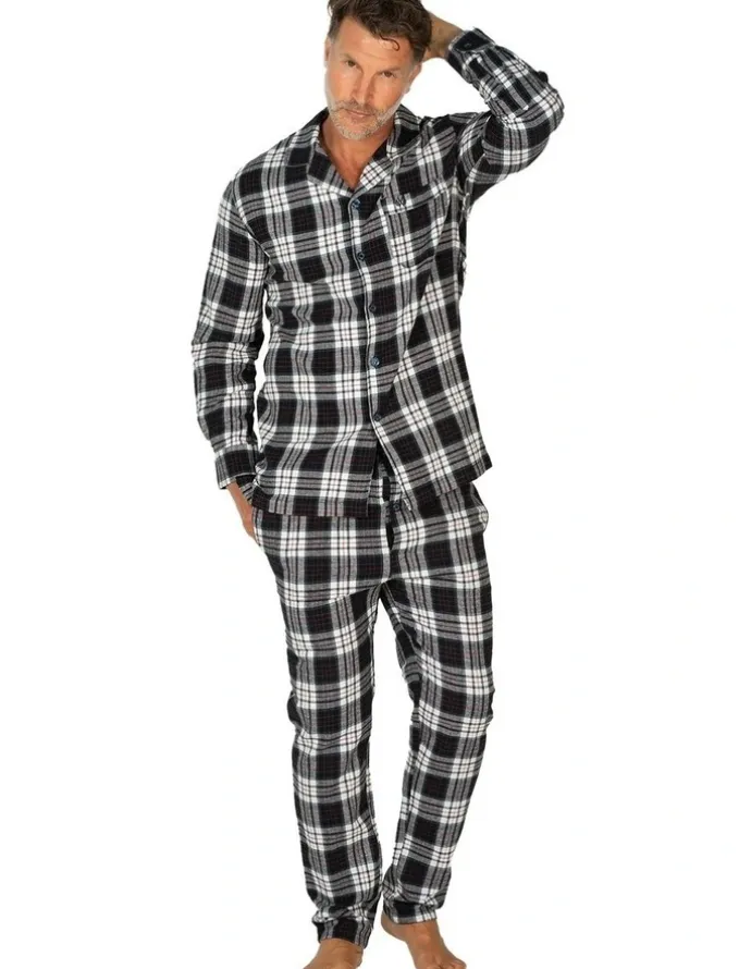 Coast Clothing Co Harbour Flannel PJ Set in Navy/Multi