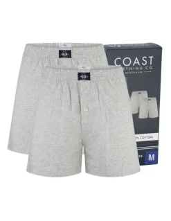Coast Clothing Co Knit Boxers 2 Pack in Grey