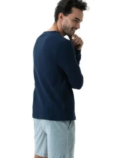 Coast Clothing Co Long Sleeve Waffle Top in Navy
