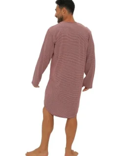 Coast Clothing Co Long Sleeve Stripe Nightshirt in Red