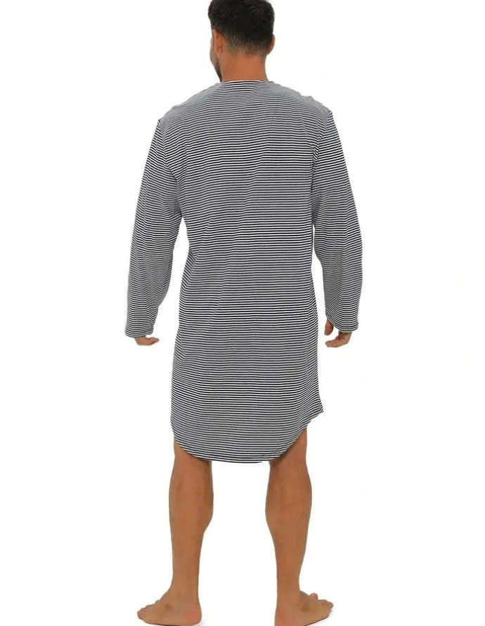 Coast Clothing Co Long Sleeve Stripe Nightshirt Pyjama in Grey