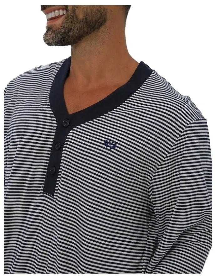 Coast Clothing Co Long Sleeve Stripe Nightshirt Pyjama in Grey