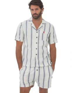 Coast Clothing Co Madrid Mens Button Pyjama Set in Navy