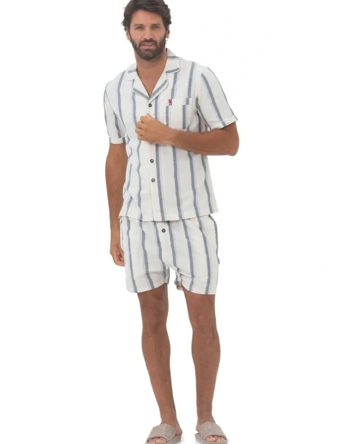 Coast Clothing Co Madrid Mens Button Pyjama Set in Navy