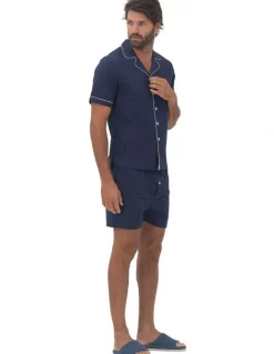 Coast Clothing Co Paris Mens Button Pyjama Set in Blue