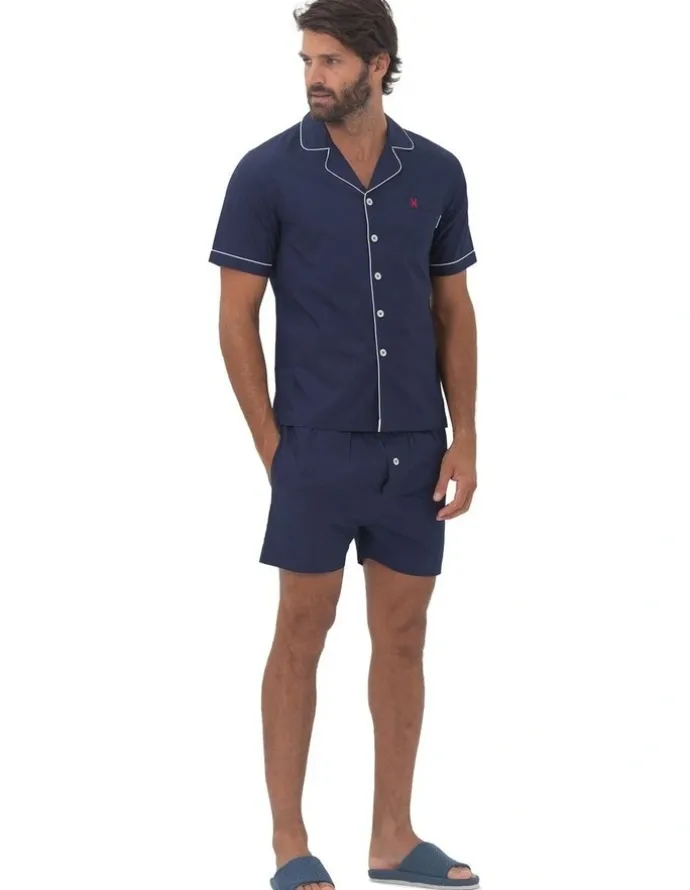Coast Clothing Co Paris Mens Button Pyjama Set in Blue
