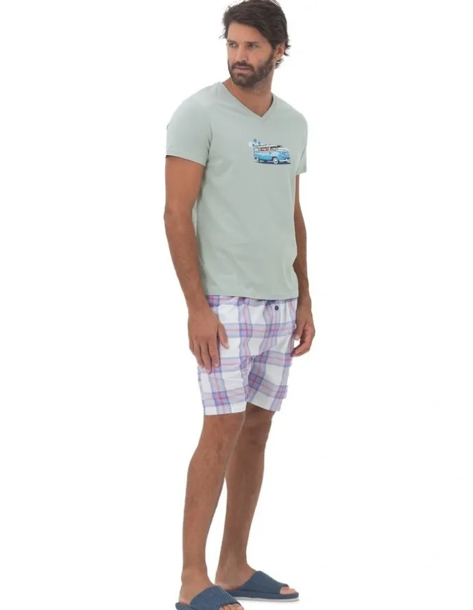 Coast Clothing Co Road Tripping Mens Pyjamas in Green