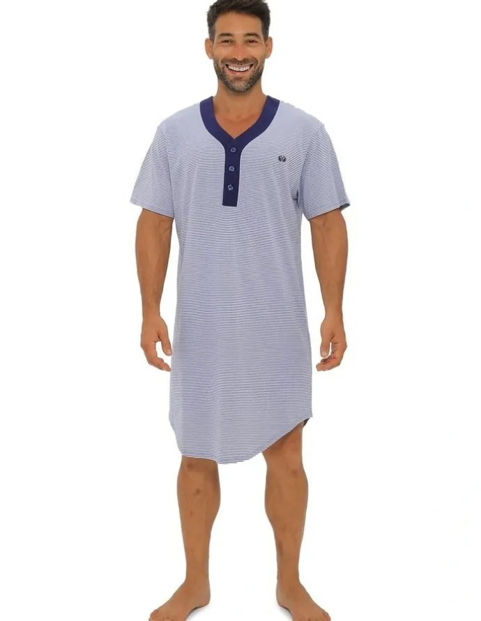 Coast Clothing Co Short Sleeve Knit Nightshirt in Blue