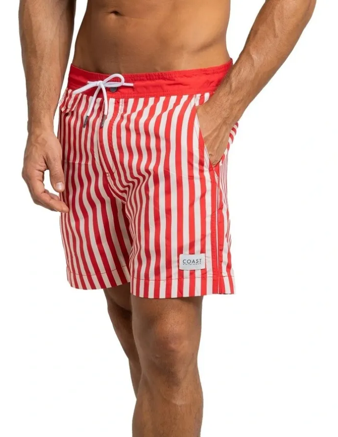 Coast Clothing Co Marseille Premium Swim Shorts in Red