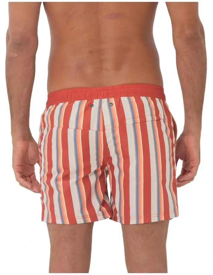 Coast Clothing Co Stripe Swim Shorts in Tabasco
