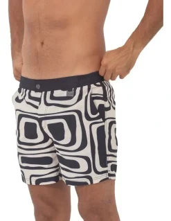 Coast Clothing Co Swirl Swim Shorts in Black