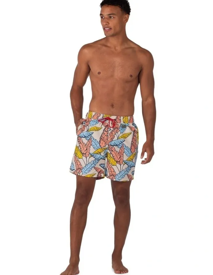 Coast Clothing Co Tropical Leaf Swim Shorts in Blue