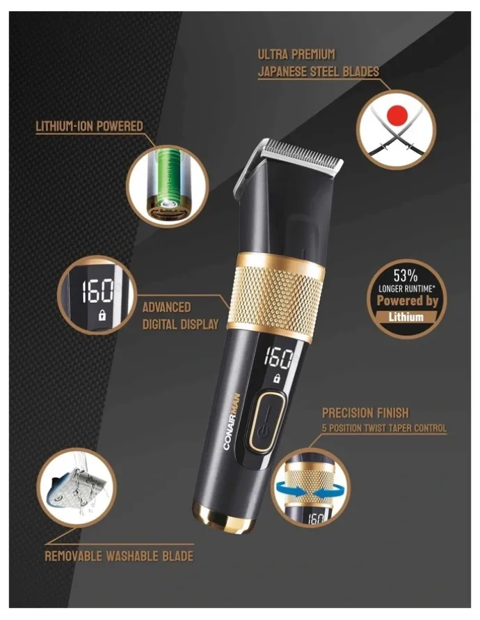 ConairMan The XPERT Clip Hair Clipper Kit In Blue/Gold Vsm990A