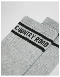 Country Road Australian Cotton Blend CR Sport Crew Sock in Grey Marle