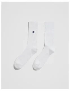 Country Road Australian Cotton Blend CR Rib Crew Sock in White
