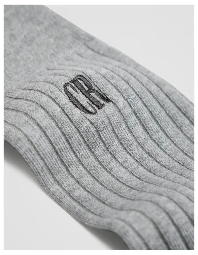 Country Road Australian Cotton Blend CR Rib Crew Sock in Grey Marle