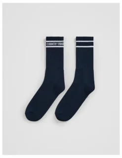 Country Road Australian Cotton Blend CR Sport Crew Sock in Navy