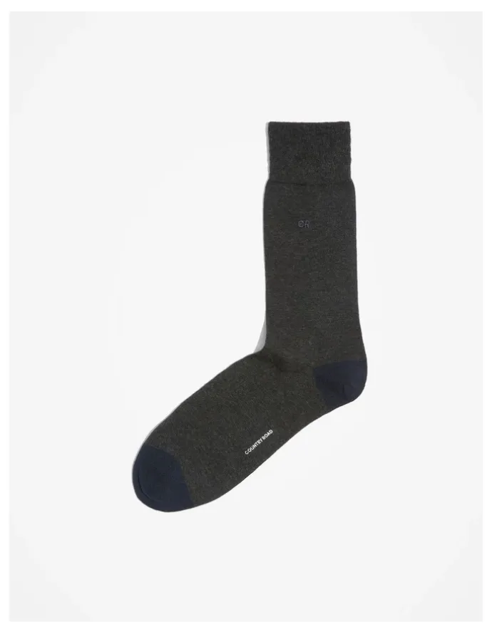 Country Road Contrast Sock in Charcoal Marle