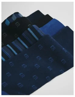 Country Road Cr Pattern Sock Pack Of 4 in Navy