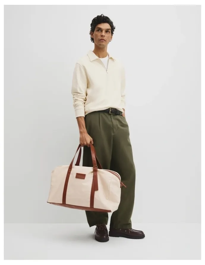 Country Road Hudson Cotton Duffle Bag in Ecru