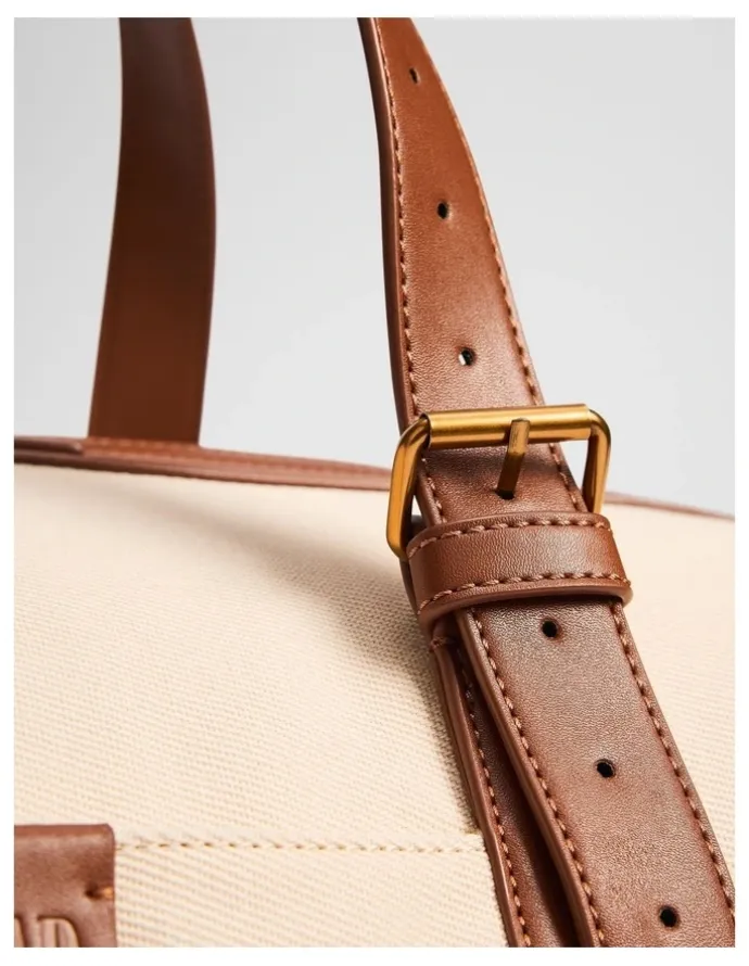 Country Road Hudson Cotton Duffle Bag in Ecru
