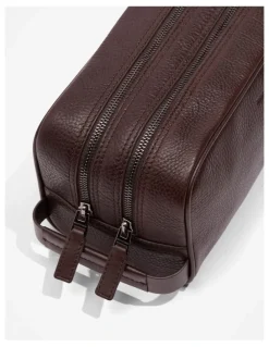 Country Road Large Leather Wash Bag in Chocolate