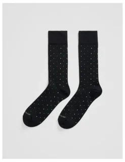 Country Road Rib Square Dot Sock in Black