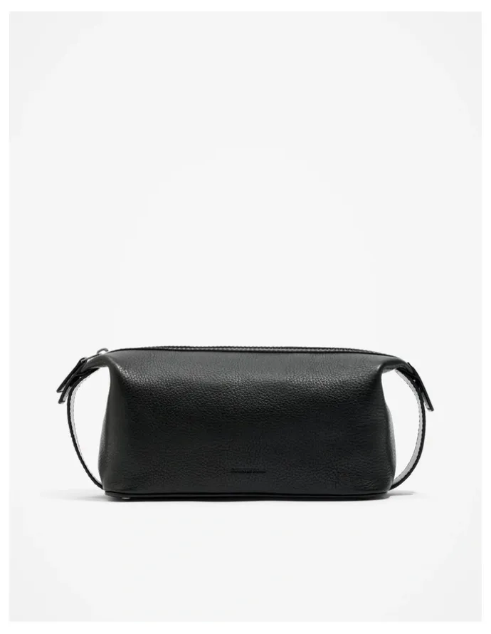 Country Road Small Leather Wash Bag in Black