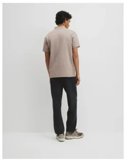 Country Road Athleisure Button Polo in Taupe