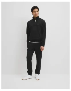 Country Road Australian Cotton Modern Logo Half Zip Sweat in Black