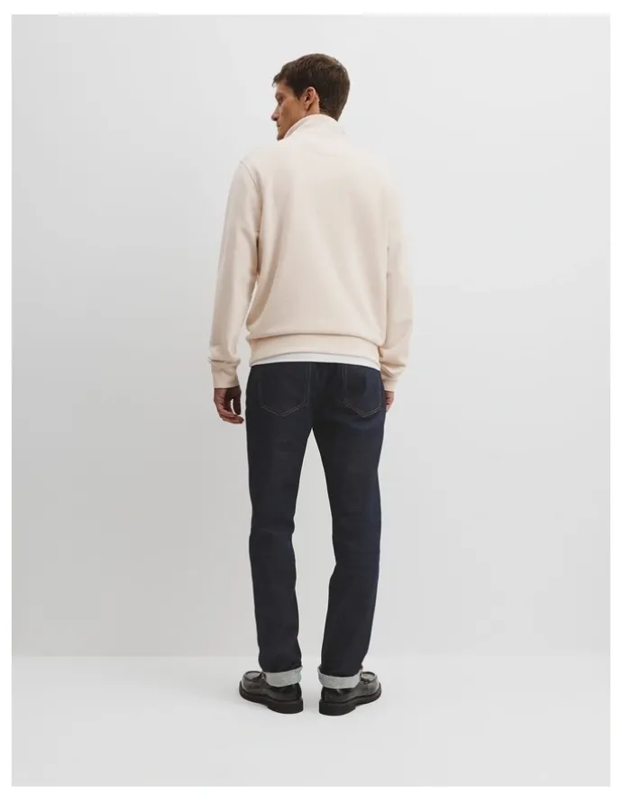 Country Road Australian Cotton Half Zip Heritage Sweat in Ecru