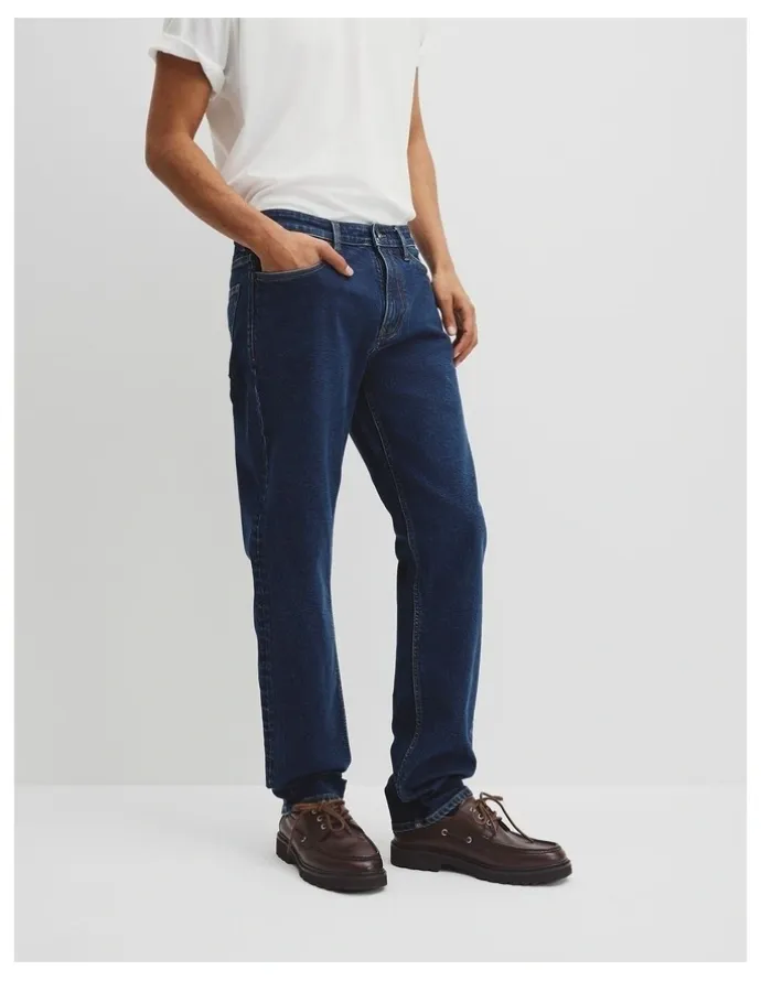 Country Road Australian Cotton Straight Leg Jean in Mid Blue Denim