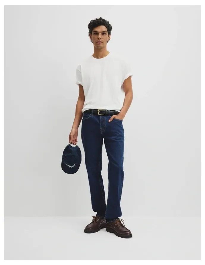Country Road Australian Cotton Straight Leg Jean in Mid Blue Denim