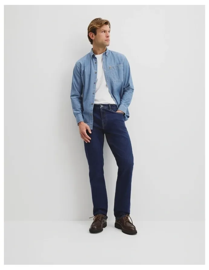 Country Road Australian Cotton Straight Leg Jean in Mid Blue Denim