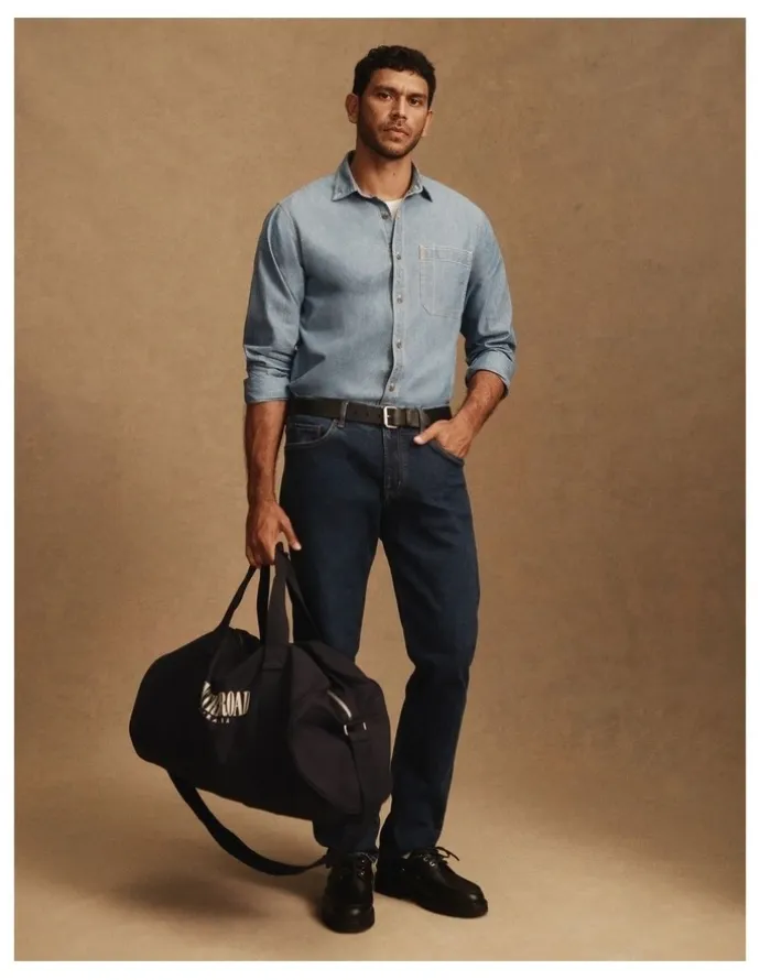 Country Road Australian Cotton Straight Leg Jean in Mid Blue Denim