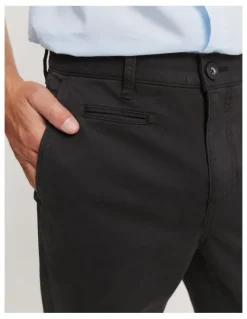 Country Road Australian Cotton Tapered Fit Stretch Chino in Washed Black