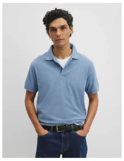 Country Road Australian Cotton Pique Polo in Steel Marle