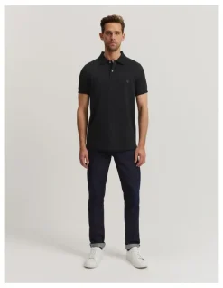 Country Road Australian Cotton Pique Polo in Black