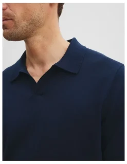 Country Road Australian Cotton Blend Silk Trophy Polo in Navy