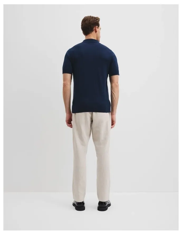Country Road Australian Cotton Blend Silk Trophy Polo in Navy